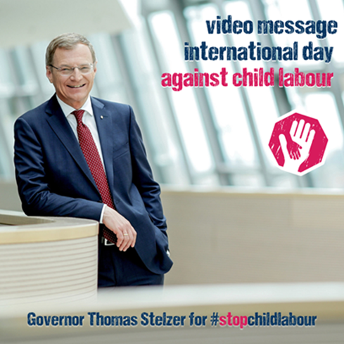 Thomas Stelzer, Governor of Upper Austria for #stopchildlabour poster