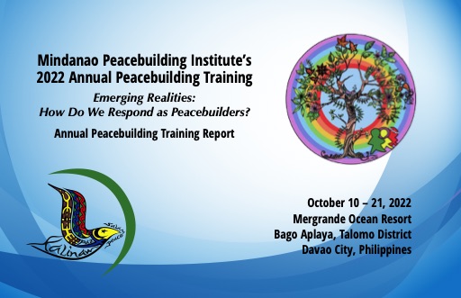 MPI's 2019 Annual Peacebuilding Training Report cover, children running between trees