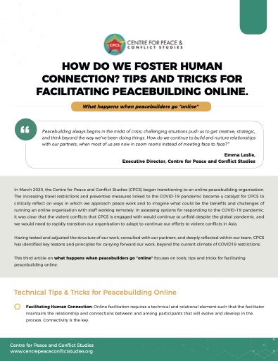 How do we foster human connection? Tips and tricks for facilitating peacebuilding online